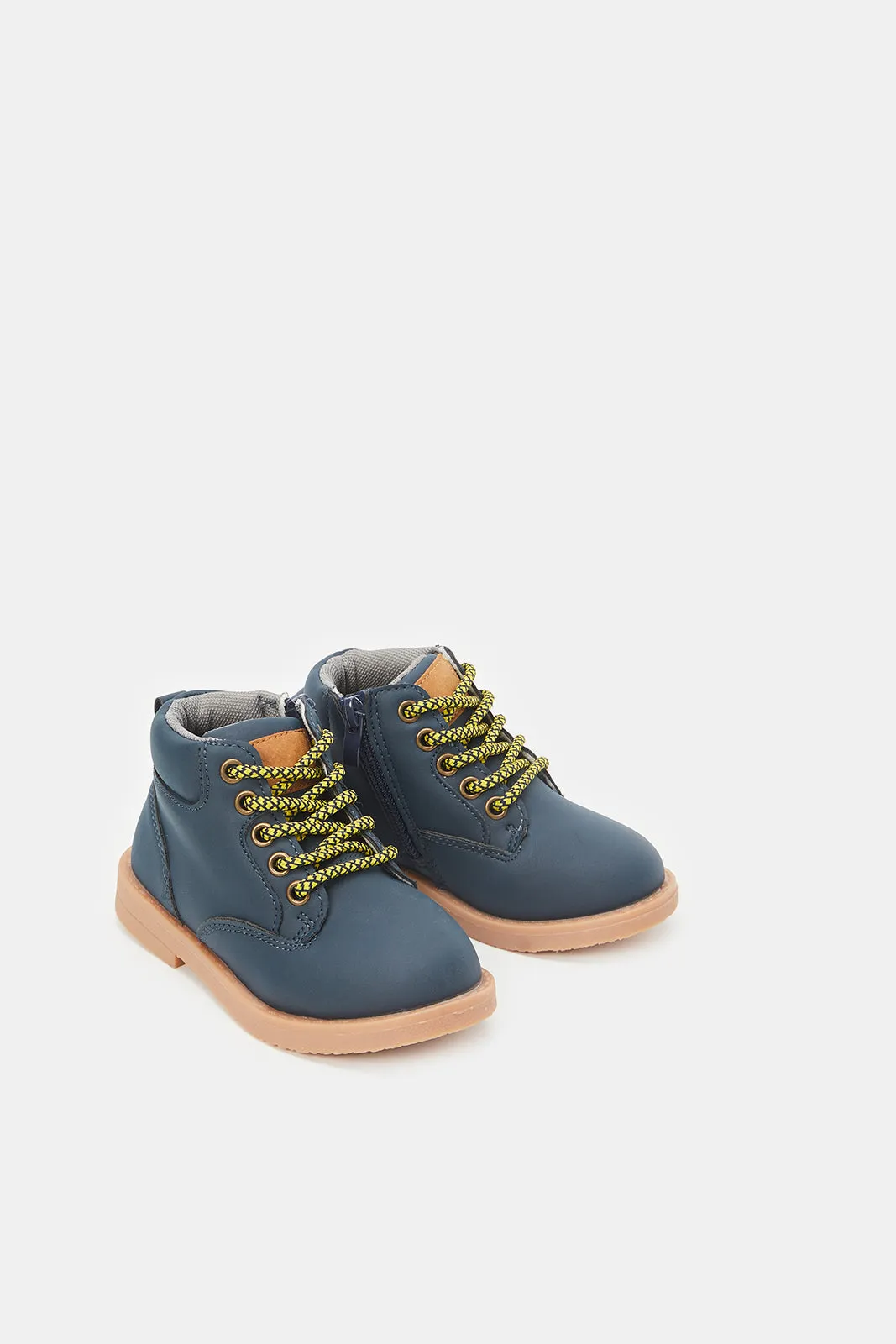 Boys Navy Derby High Top Shoes