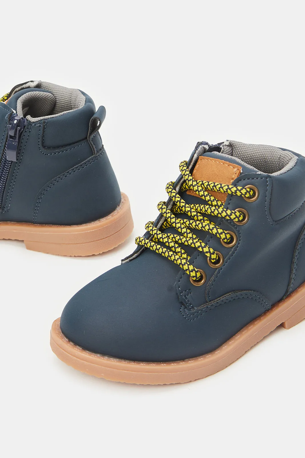 Boys Navy Derby High Top Shoes