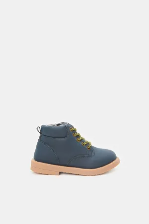 Boys Navy Derby High Top Shoes