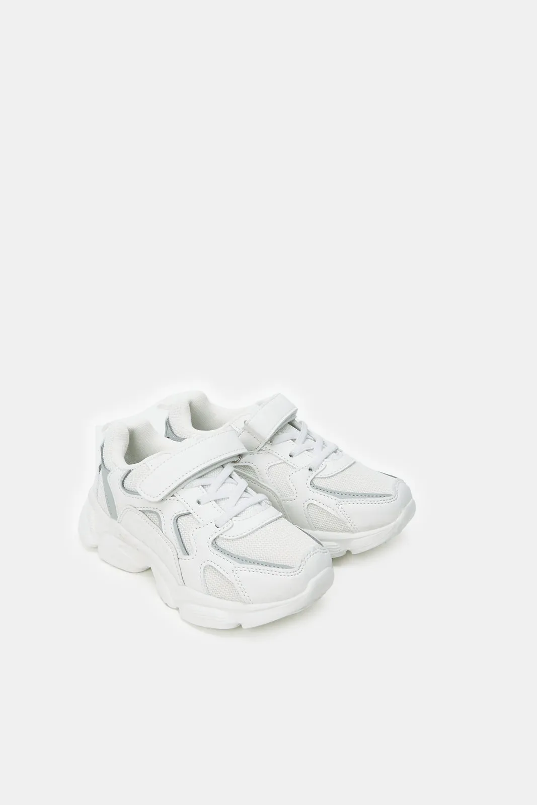 Boys White Color Block Chunky Trainer