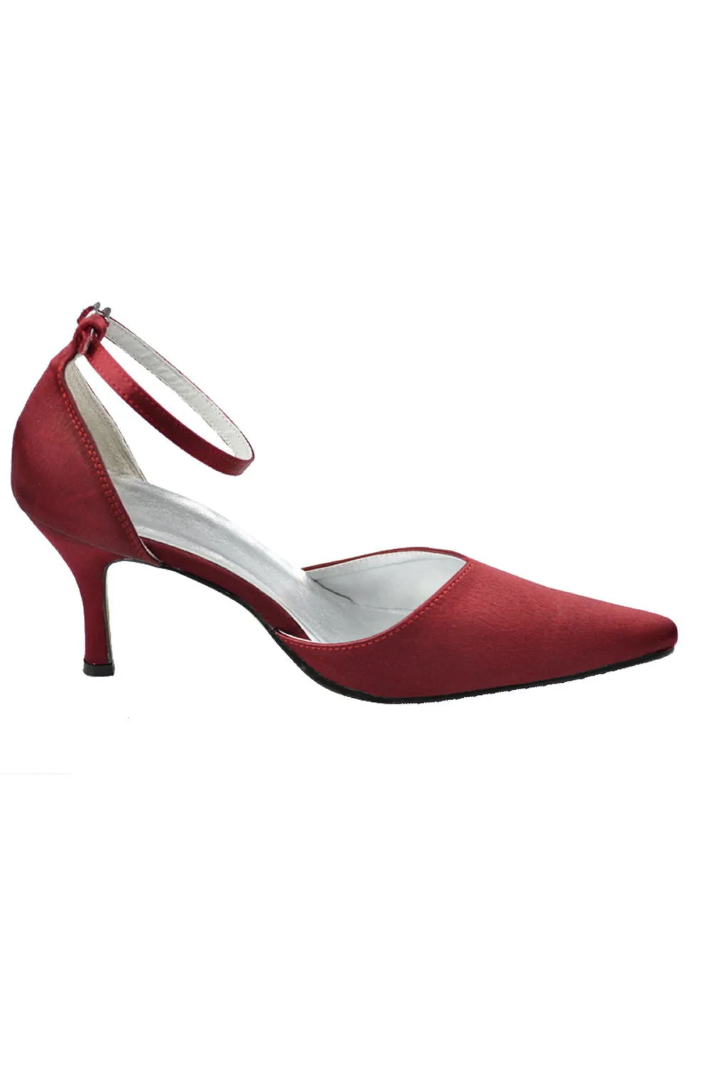 Burgundy Ankle Strap Close Toe Wedding Dress For Women S12