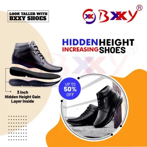 Bxxy's Men's 3 Inch Hidden Height Increasing/Elevator Casual Lace-up Outdoor Sneaker Boot