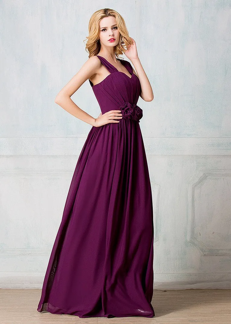 Cape-shoulder full-length chiffon long prom dress