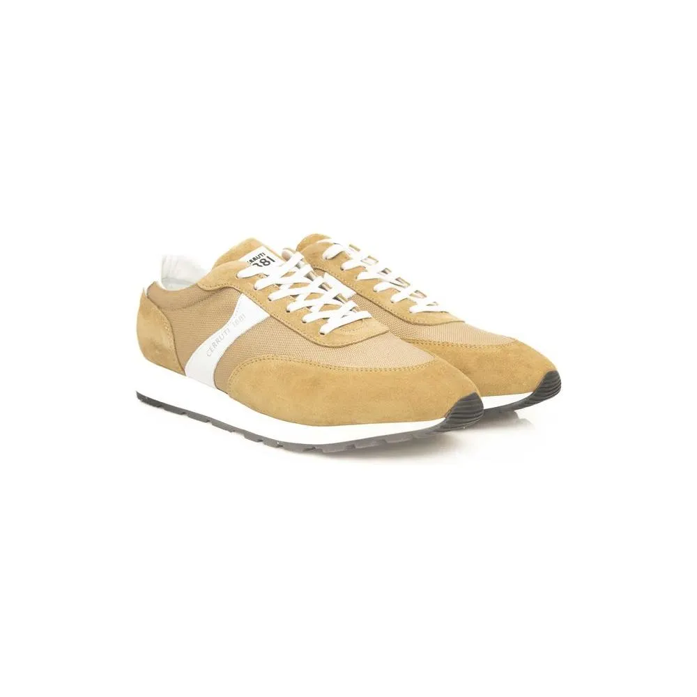 Cerruti 1881 Beige Calf Leather Men Sneaker