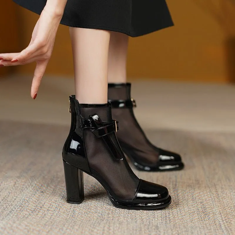 ChicLeather Wedge Platform Ankle Boots