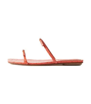 Clara Sandals Leather Emboss Croc Orange