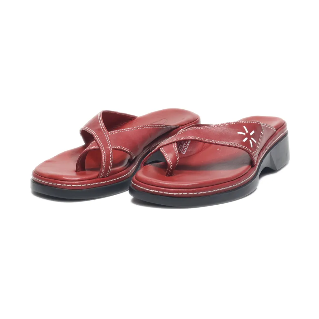 Clarks Flip Flops Leather Red Colour For Women