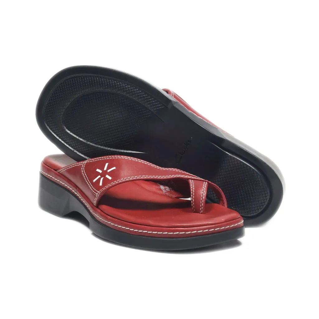 Clarks Flip Flops Leather Red Colour For Women