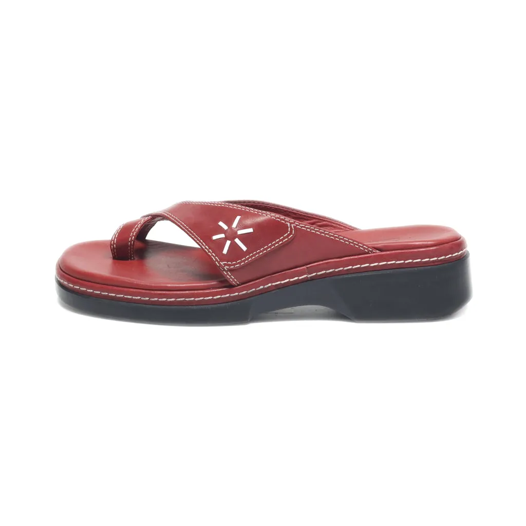 Clarks Flip Flops Leather Red Colour For Women