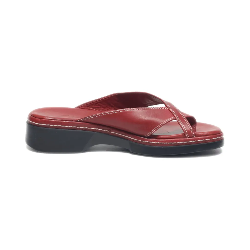 Clarks Flip Flops Leather Red Colour For Women