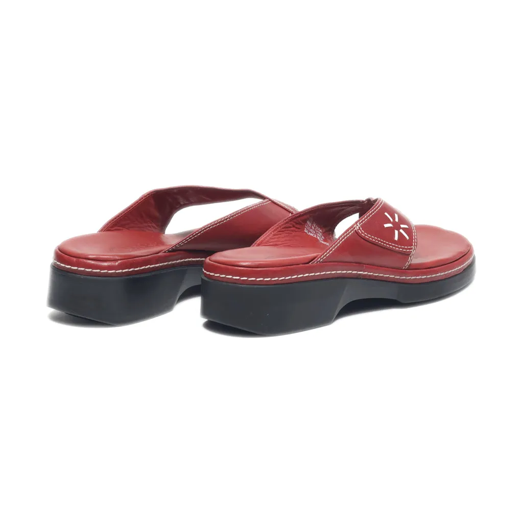 Clarks Flip Flops Leather Red Colour For Women