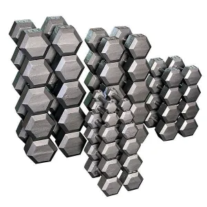 Commercial 5-100lbs Grey Steel Hex Dumbell Set