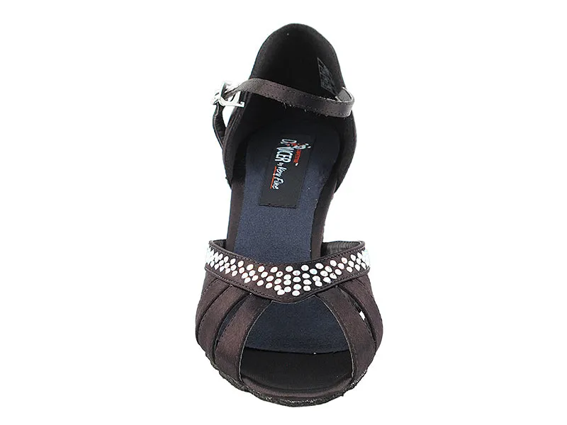 Competitive Dancer Series- Black Satin w/Rhinestones Dance Sandal