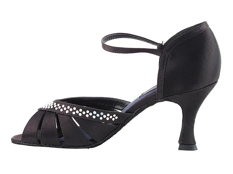 Competitive Dancer Series- Black Satin w/Rhinestones Dance Sandal