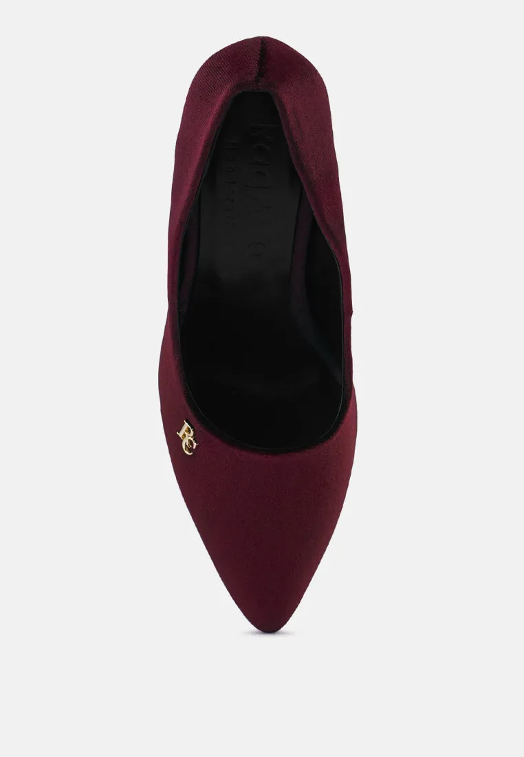 CYBER-GIRL Burgundy Rhinestone Block Heeled Pumps