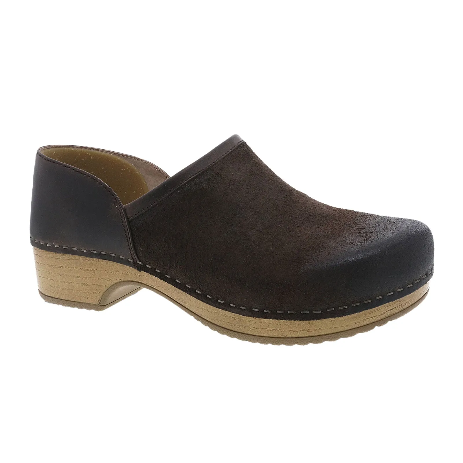 Dansko Brenna Clog (Women) - Chocolate Burnished Suede