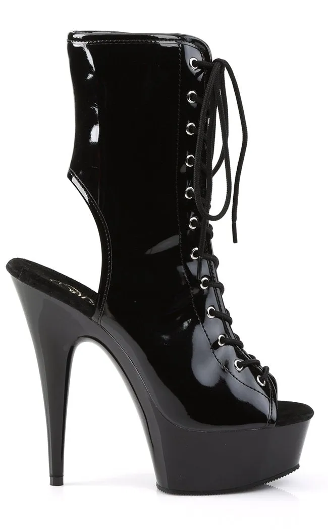 DELIGHT-1016 Black Patent Ankle Boots