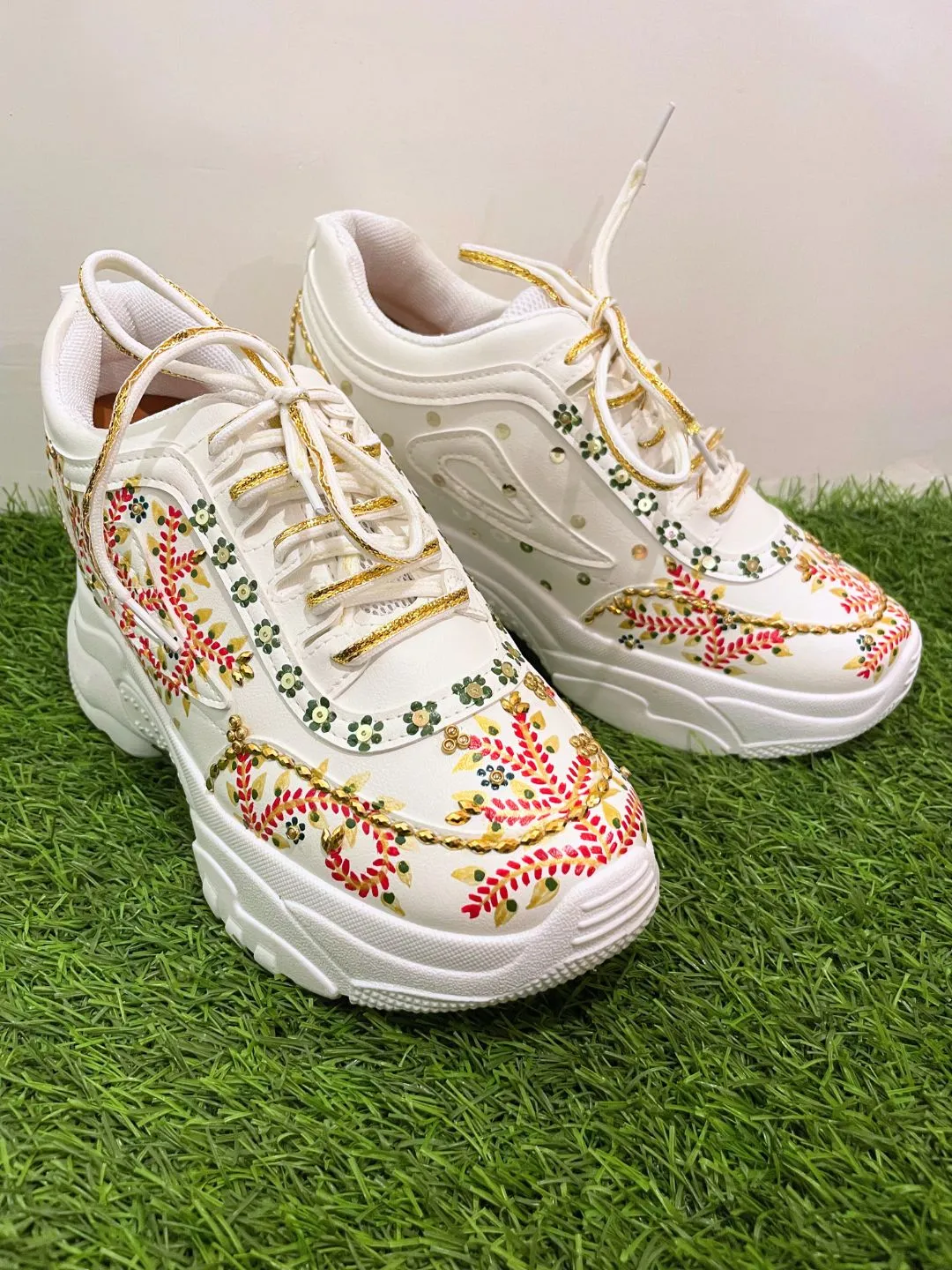 Desi Hand Painted Bridal Sneakers