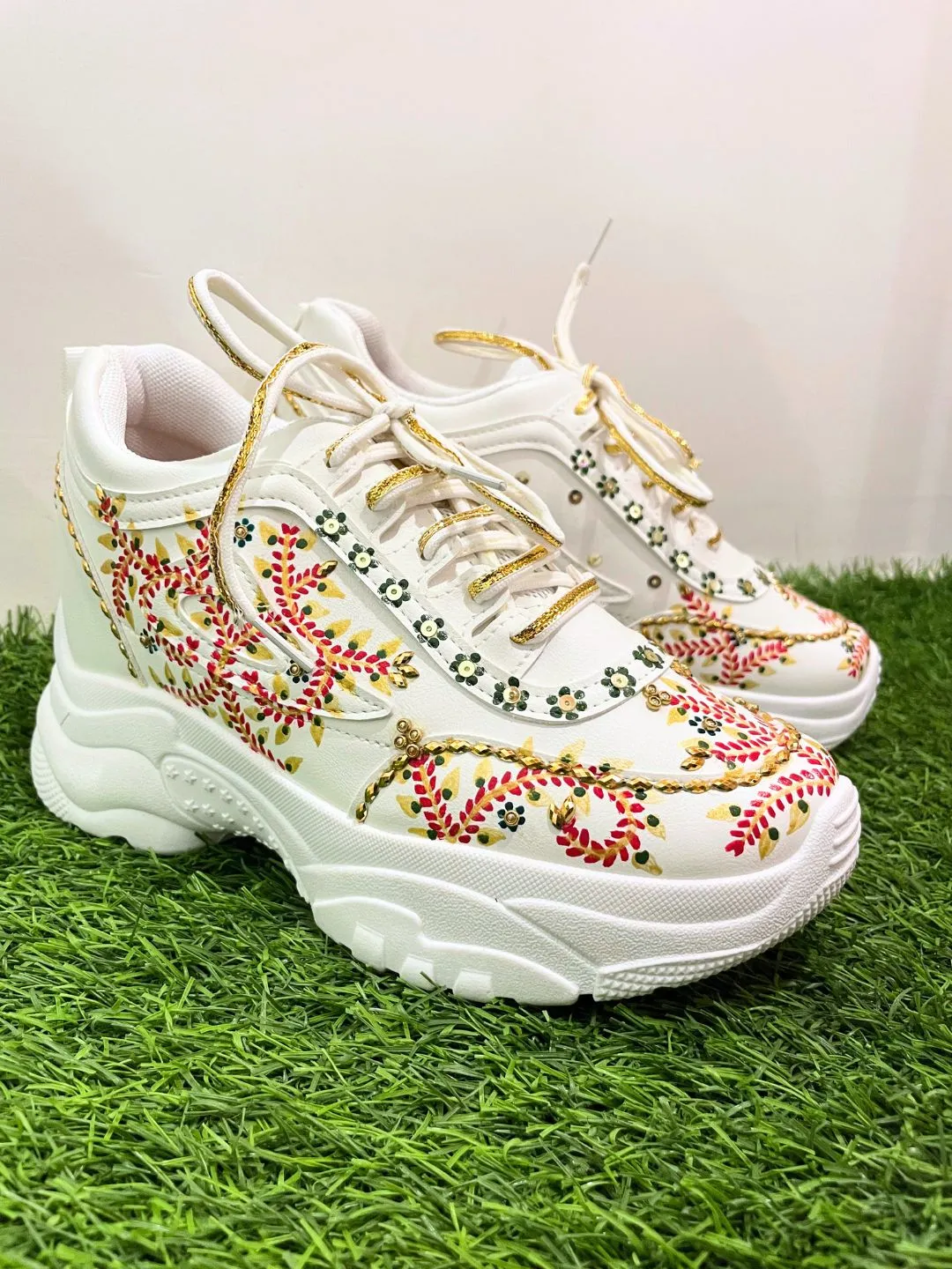 Desi Hand Painted Bridal Sneakers