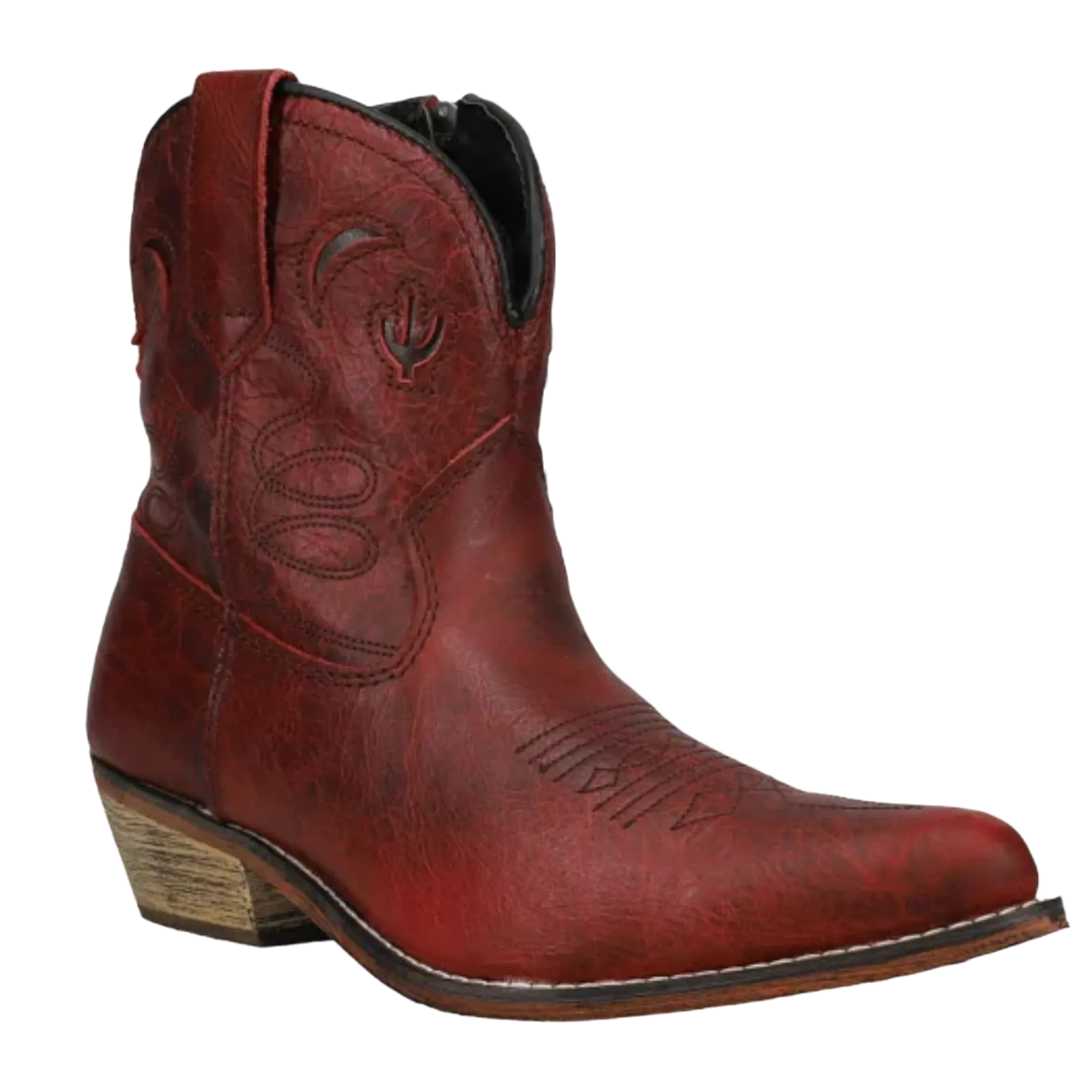 Dingo® Ladies Adobe Rose Red Western Zip Up Booties DI695