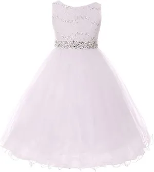 DreamHigh Wedding Flower Girl's Sequined Shining Crystal Waist Evening Dress up 2-14 Years