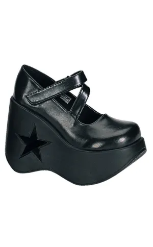 DYNAMITE-03 Black Mary Jane Wedge Heels