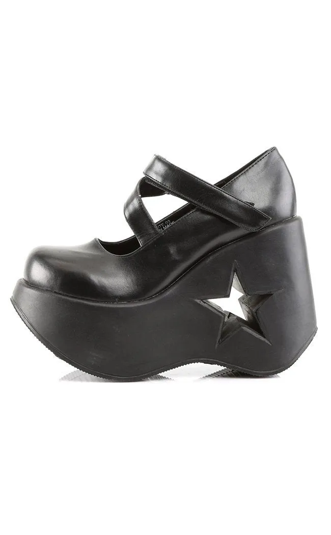 DYNAMITE-03 Black Mary Jane Wedge Heels