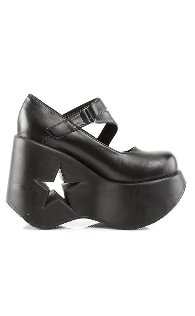 DYNAMITE-03 Black Mary Jane Wedge Heels