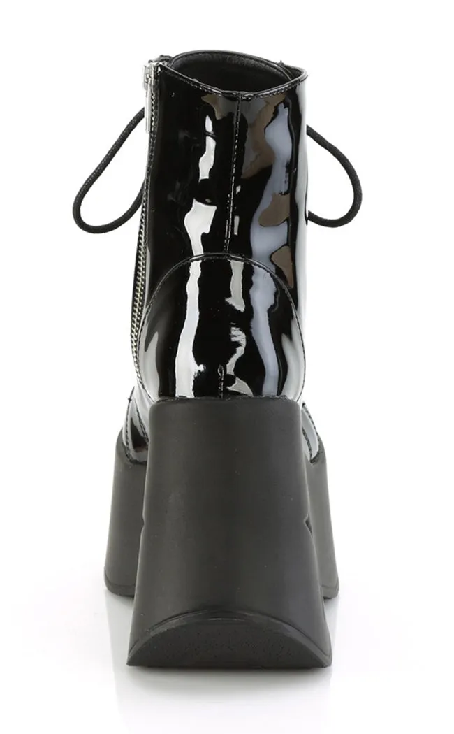 DYNAMITE-106 Black Patent Ankle Boots