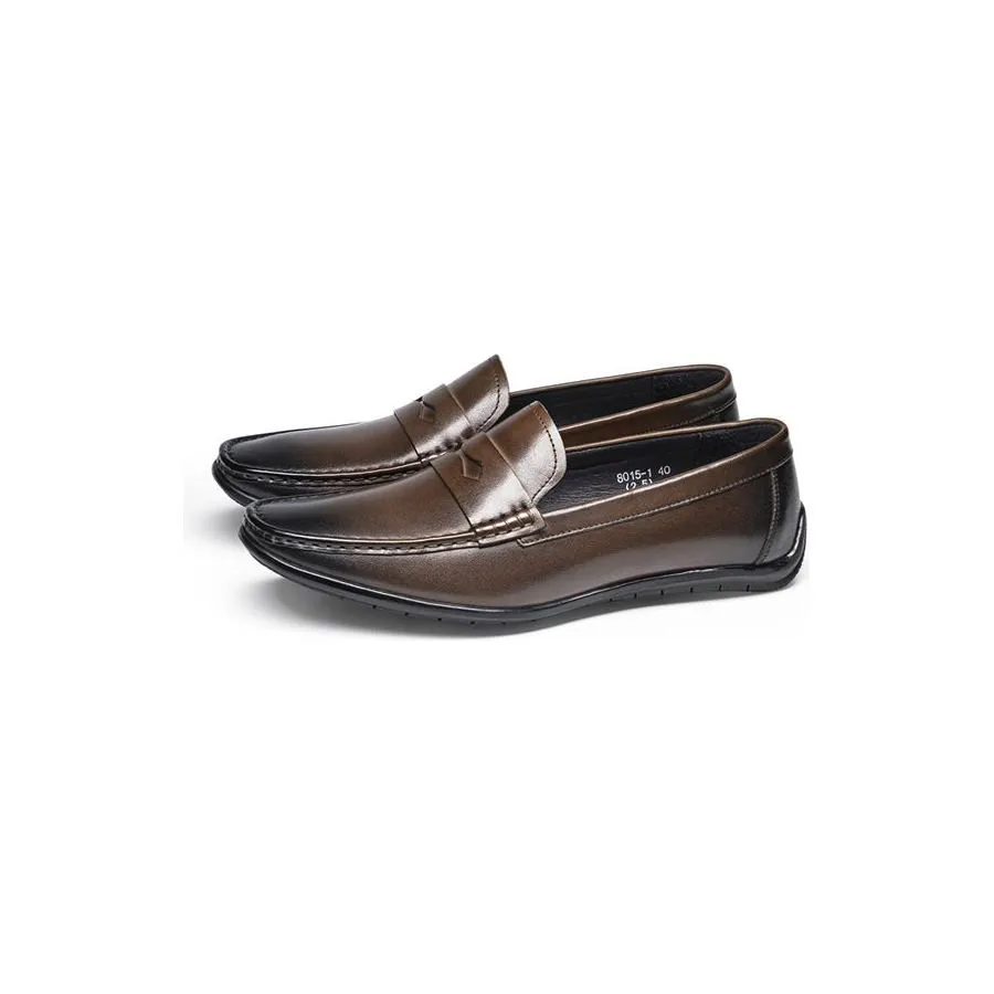 Exotic Square Toe Leather Slip-on Loafers