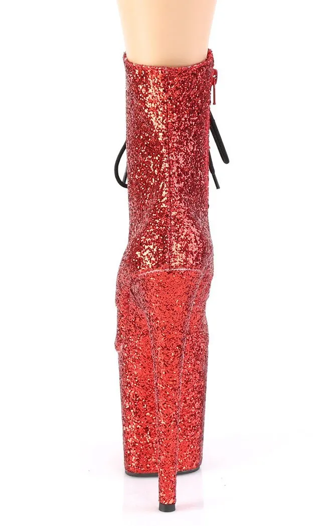 FLAMINGO-1020GWR Red Glitter Ankle Boots