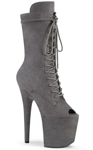 FLAMINGO-1051FS Grey Suede Open Toe Boots