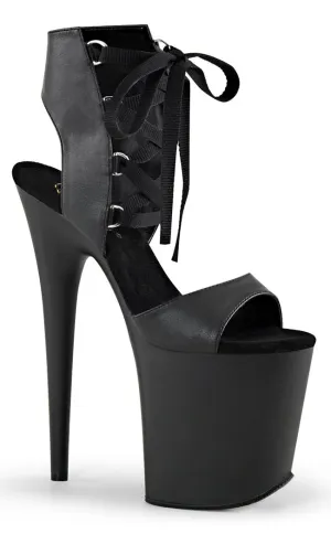 FLAMINGO-800-14 Black Vegan Leather Platform Heels