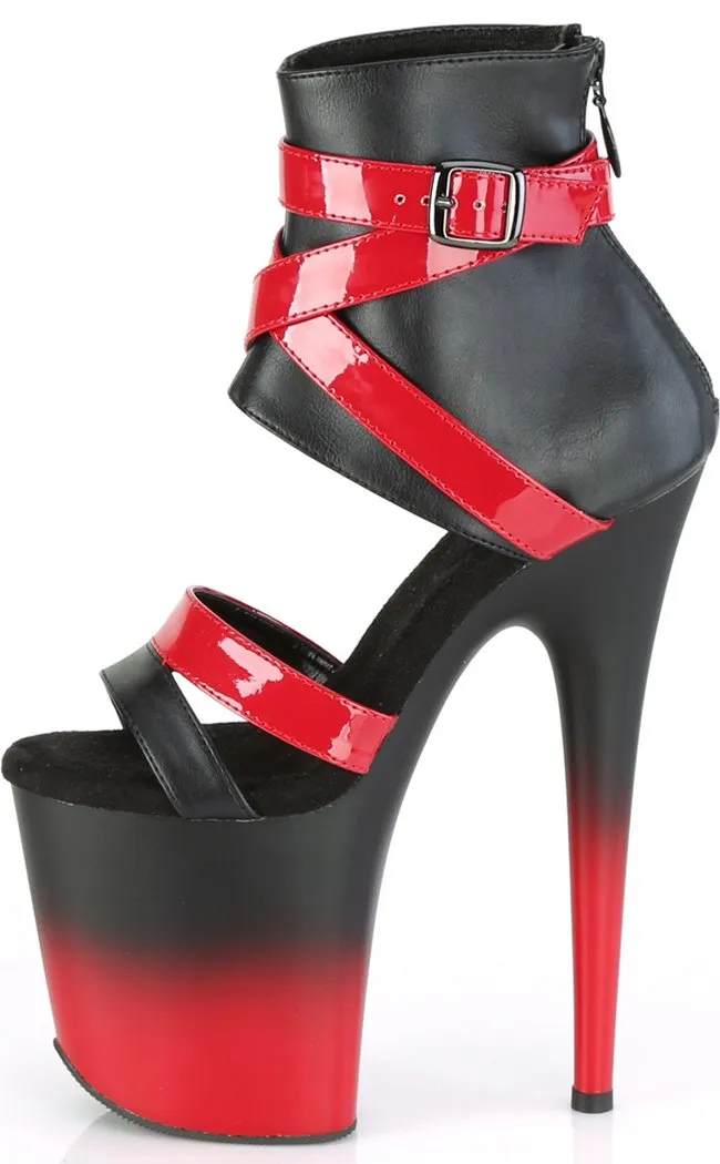 FLAMINGO-800-15 Black Red Ombre Platform Heels