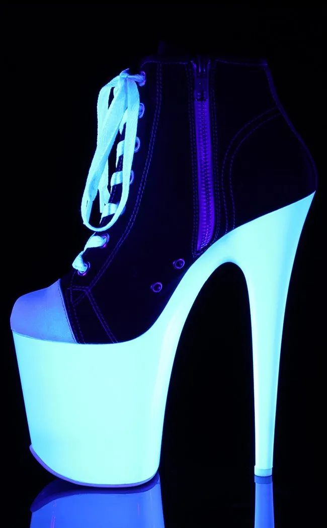 FLAMINGO-800SK-02 UV Reflective Converse Heels in Black