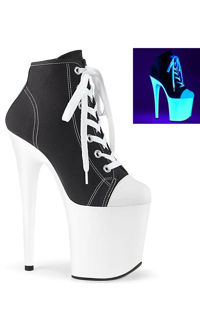 FLAMINGO-800SK-02 UV Reflective Converse Heels in Black