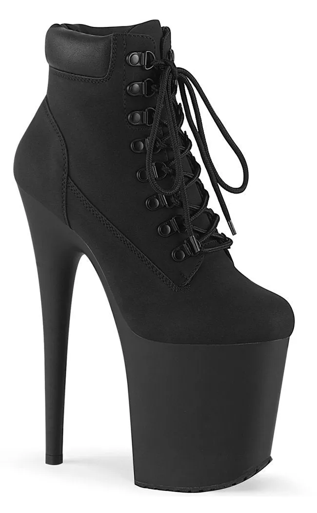 FLAMINGO-800TL-02 Black Nubuck Vegan Leather Platform Heels