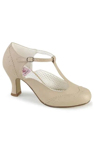 FLAPPER-26 Cream T Strap Pumps