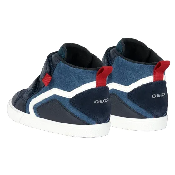 Geox scarpa sneaker alta da bambino con strappo in pelle B36A7E-022ME-C4277 Kilwi blu