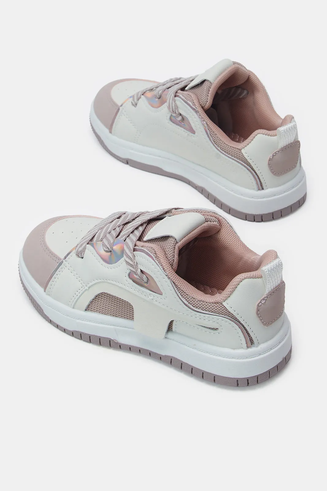 Girls Pink And White Chunky Sneakers