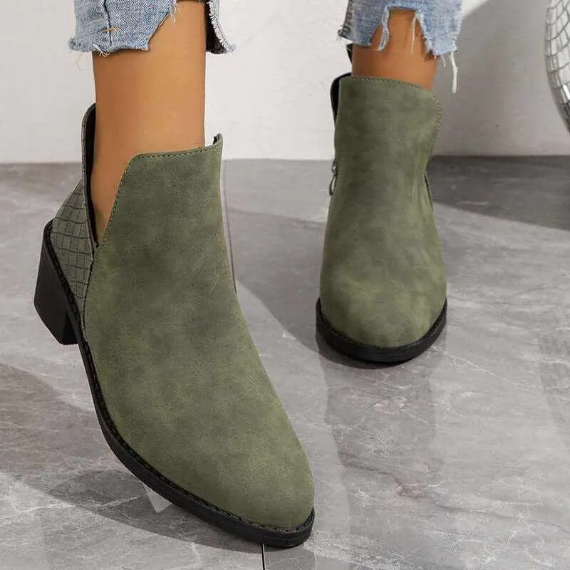 Glow Chic's Fashion V-Cut Side Zipper Ankle Boots