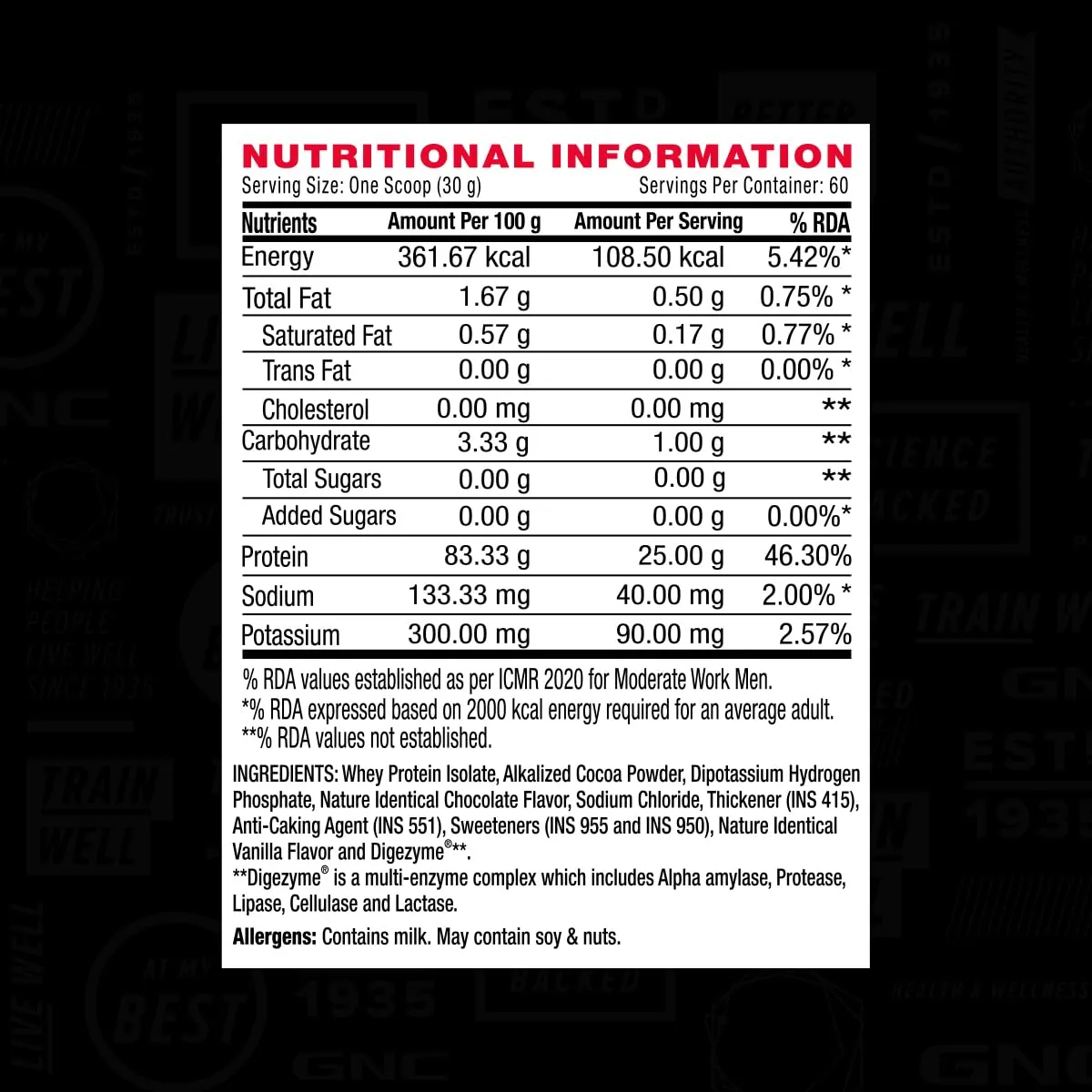 GNC AMP Pure Isolate | 4 lbs | Boosts Performance | Increases Strength & Muscles | DigeZyme® For Easy Digestion | Informed Choice Certified | 25g Protein | 5g BCAA | Chocolate Frosting