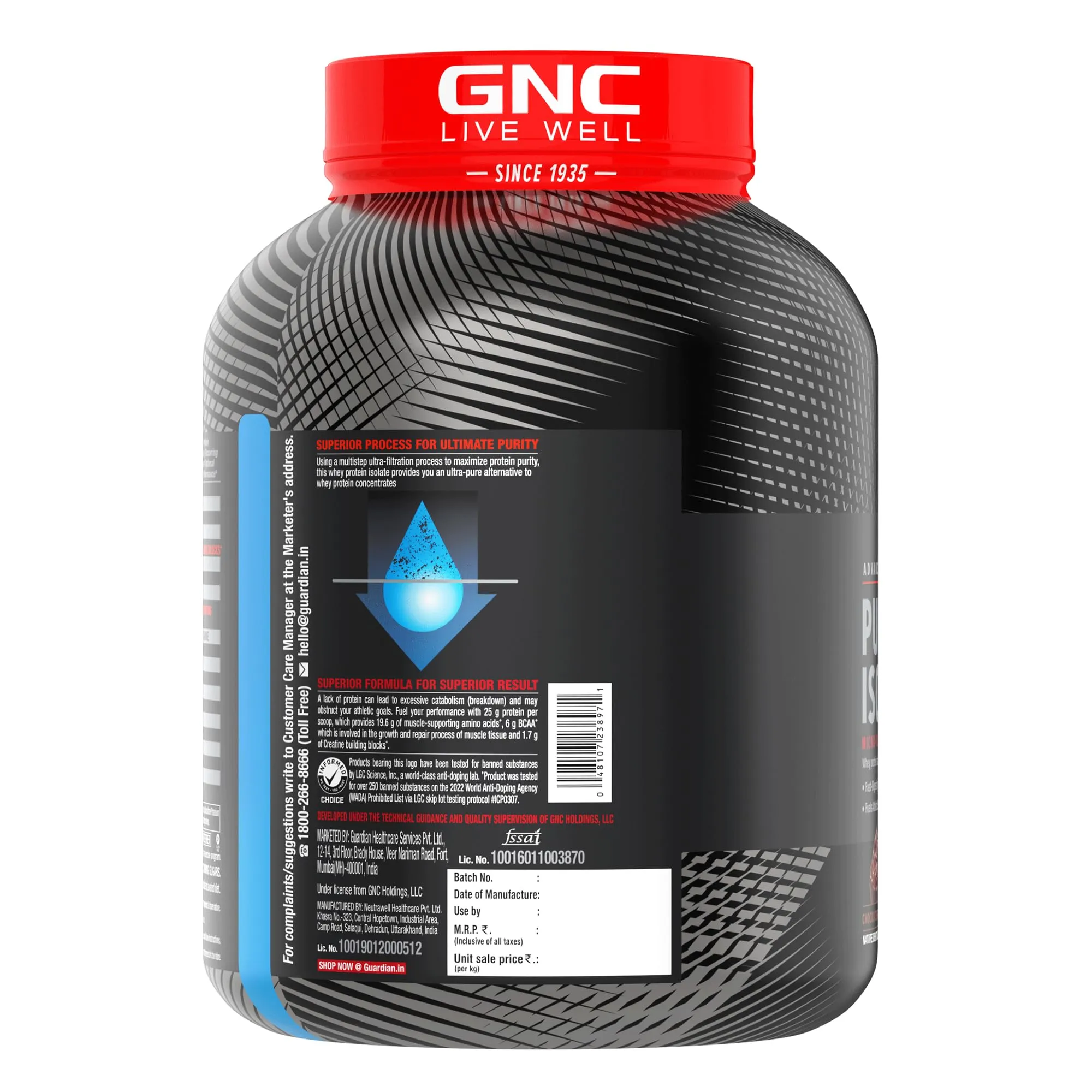 GNC AMP Pure Isolate | 4 lbs | Boosts Performance | Increases Strength & Muscles | DigeZyme® For Easy Digestion | Informed Choice Certified | 25g Protein | 5g BCAA | Chocolate Frosting