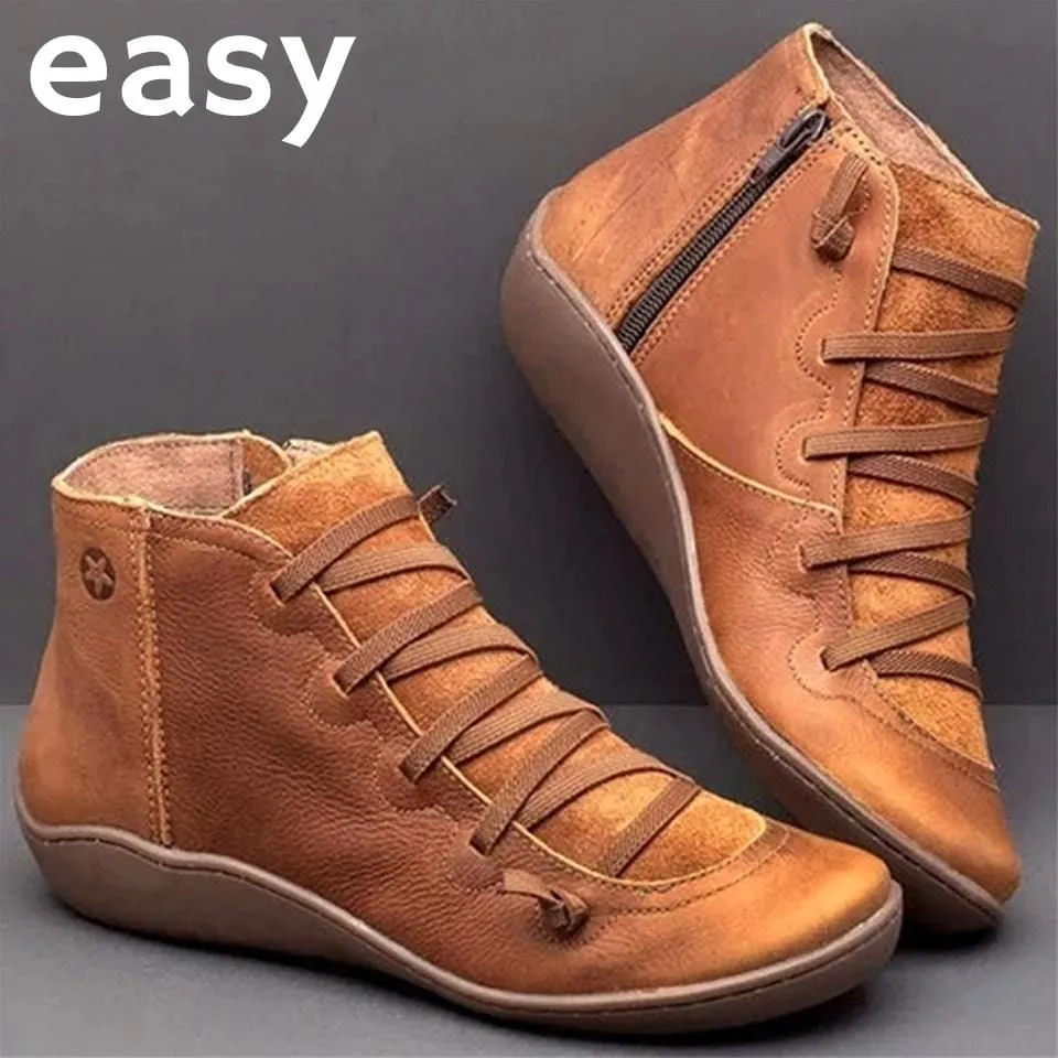 HanaChoice Premium Winter Lace-Up Genuine Leather Ankle Boots For Women 2023 Design