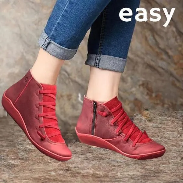 HanaChoice Premium Winter Lace-Up Genuine Leather Ankle Boots For Women 2023 Design