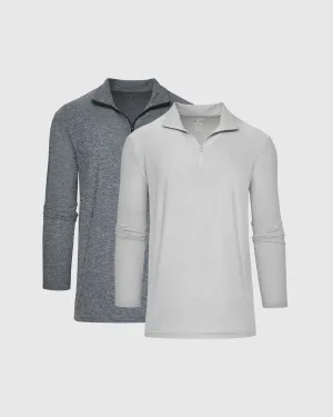 Heather Navy & Light Heather Gray Active Quarter Zip 2-Pack