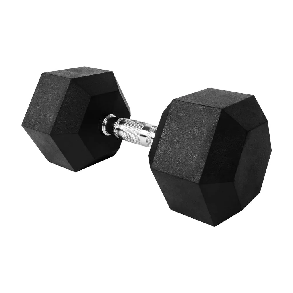 Hex-end Rubber Dumbbells 12.5kg, Textured Grip - VERPEAK