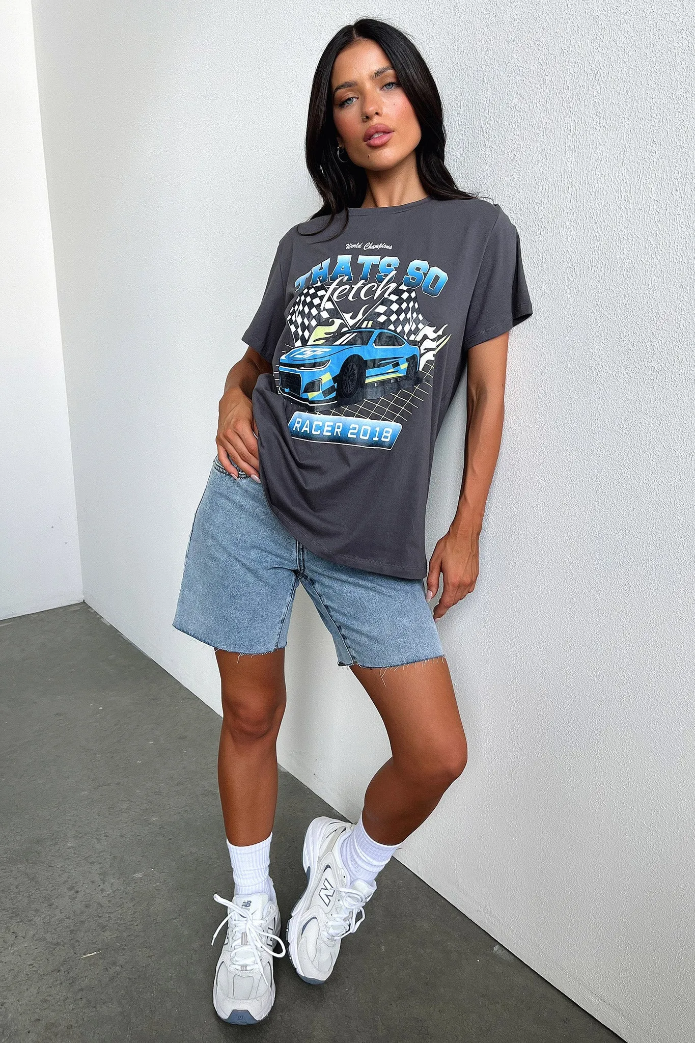 Homestretch Oversized Tee - Charcoal