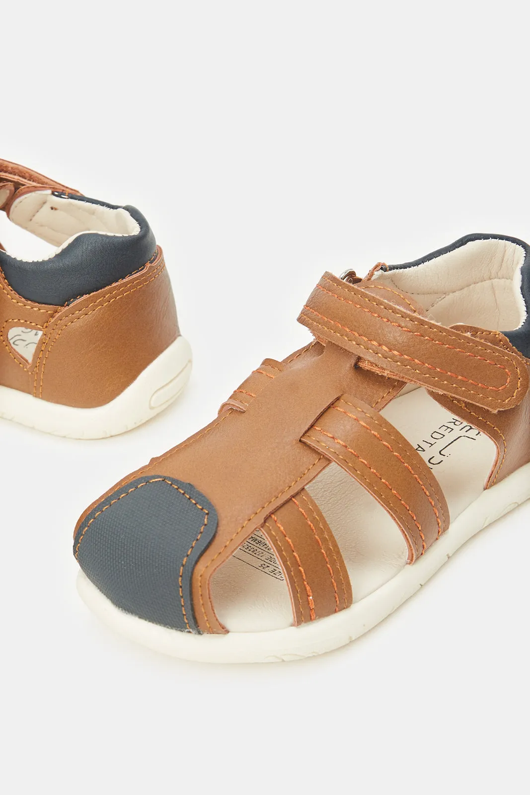 Infant Boys Brown Velcro Sandals