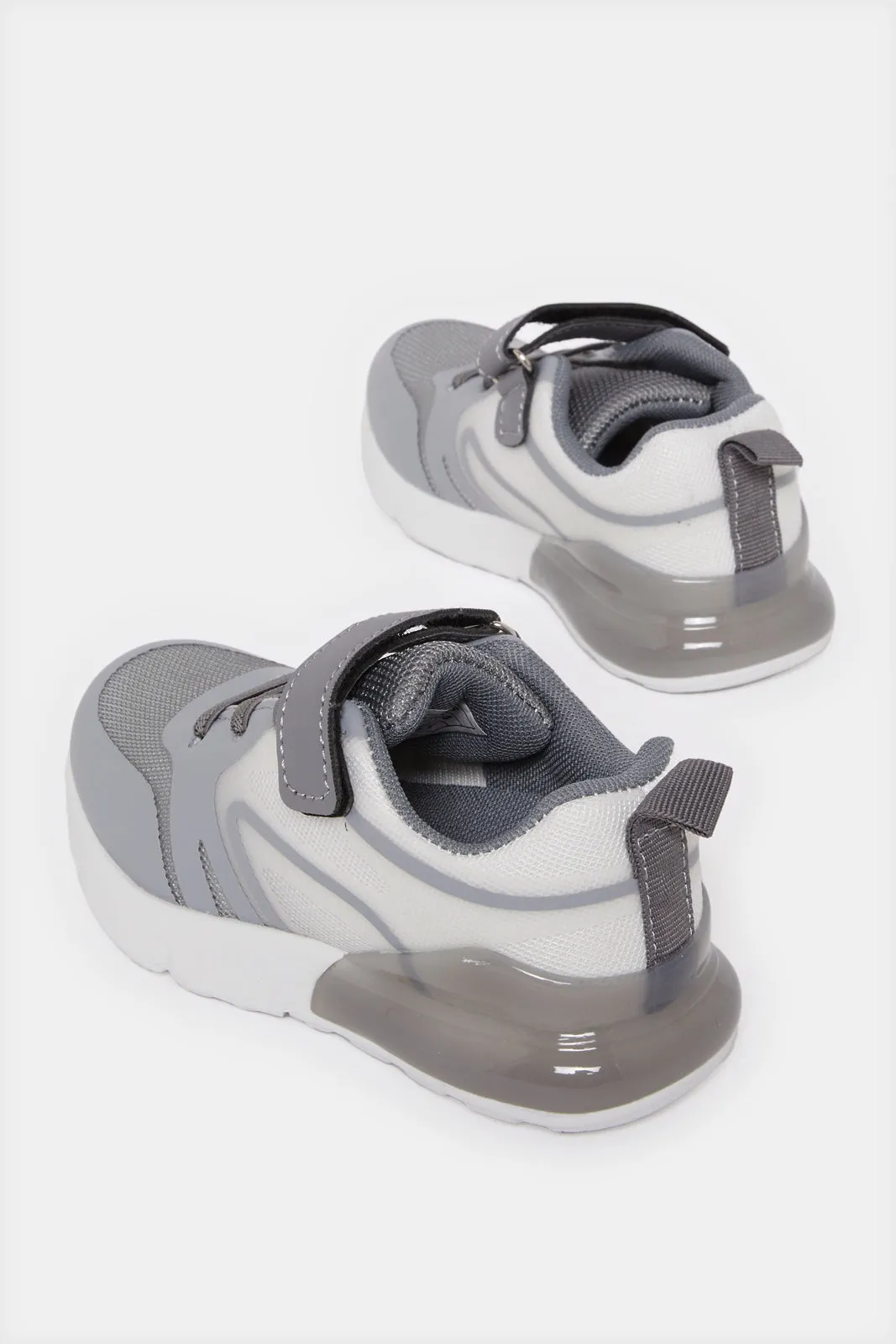 Infant Boys Grey Velcro Strap Sneakers